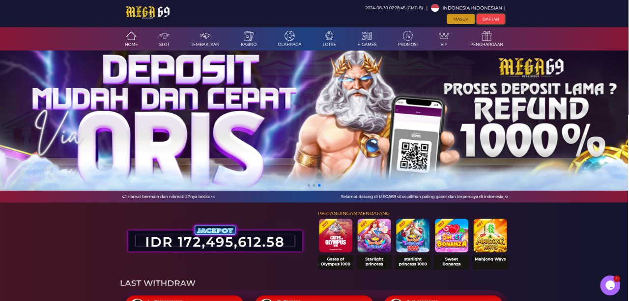 MEGA69 ♔ Link Slot Gacor Deposit Qris Proses Cepat dan Terpercaya di Asia